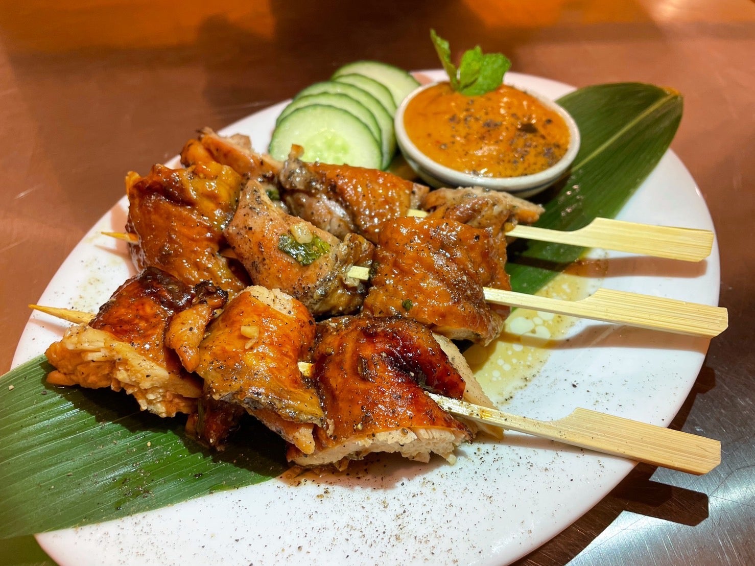 Roasted Chicken Satays — serving example