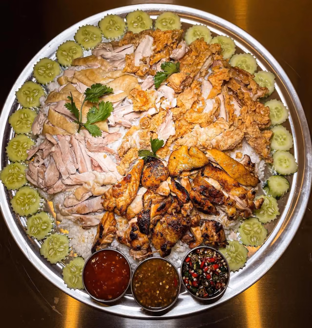 Another Family Combo platter with three styles of chicken