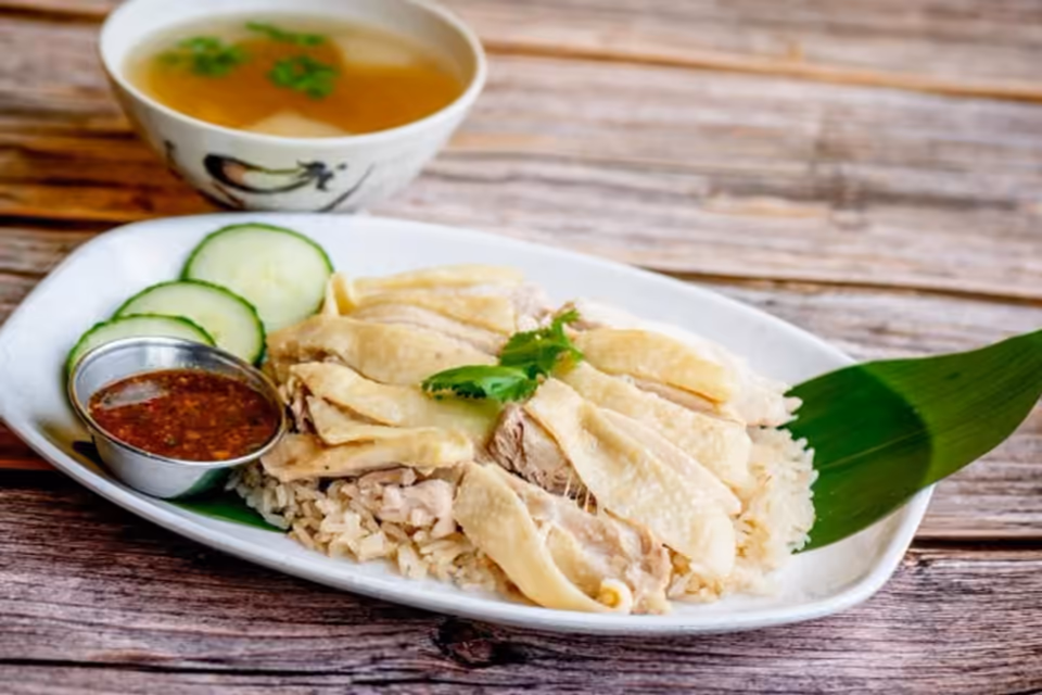 What Da Chick chicken with ginger rice, cucumber and cilantro